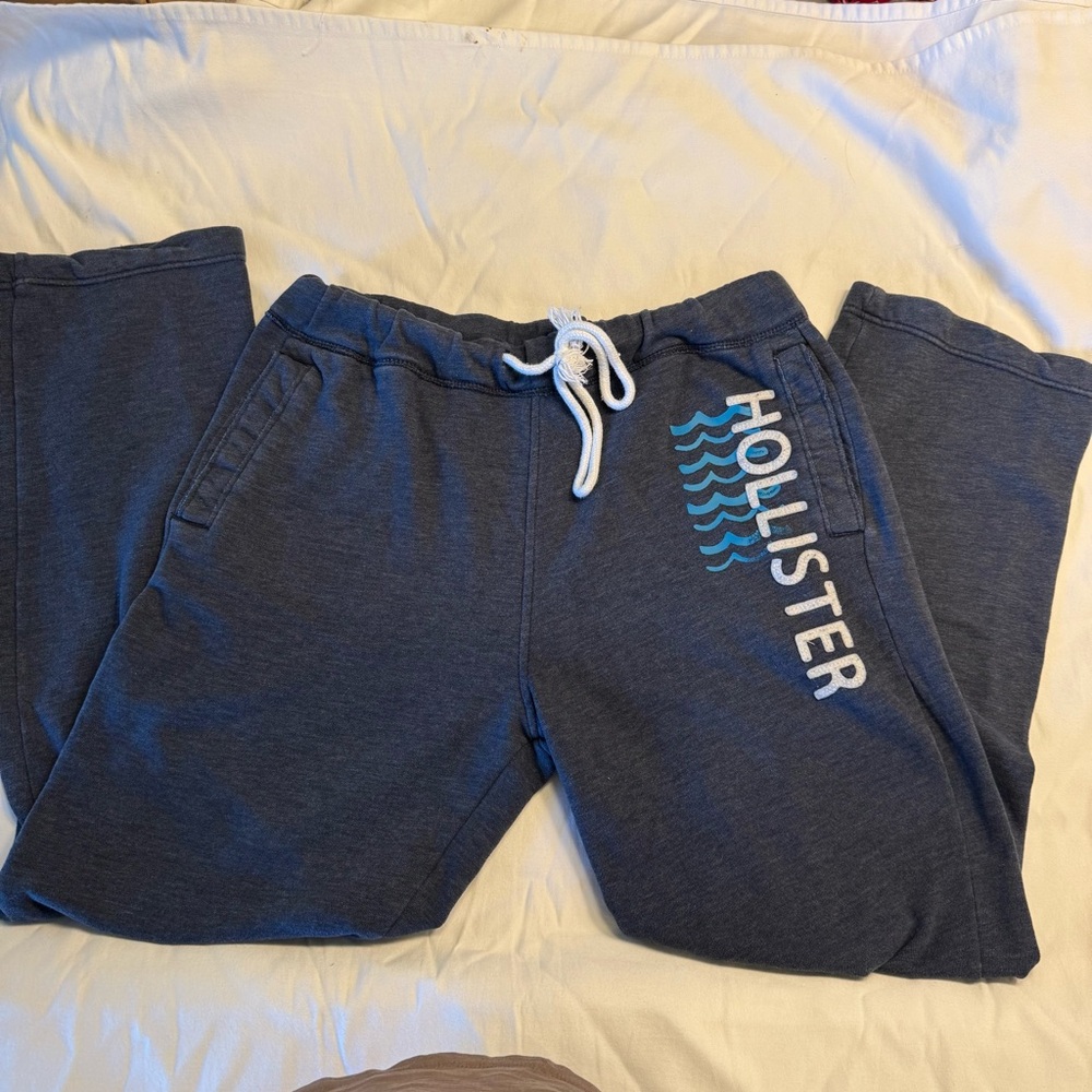 Hollister blue wave logo loose men’s sweatpants, Sz M